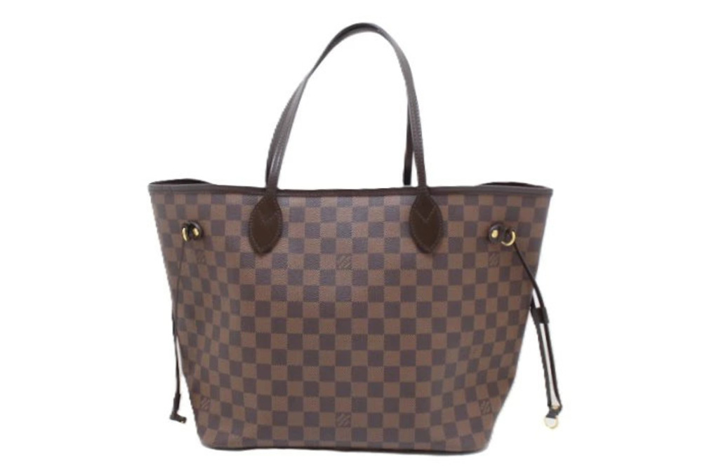 Louis Vuitton Neverfull Tote Bag Damier Canvas Leather Brown